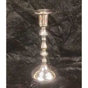 Vintage 1980's Solid Brass Silver-Toned Candlestick